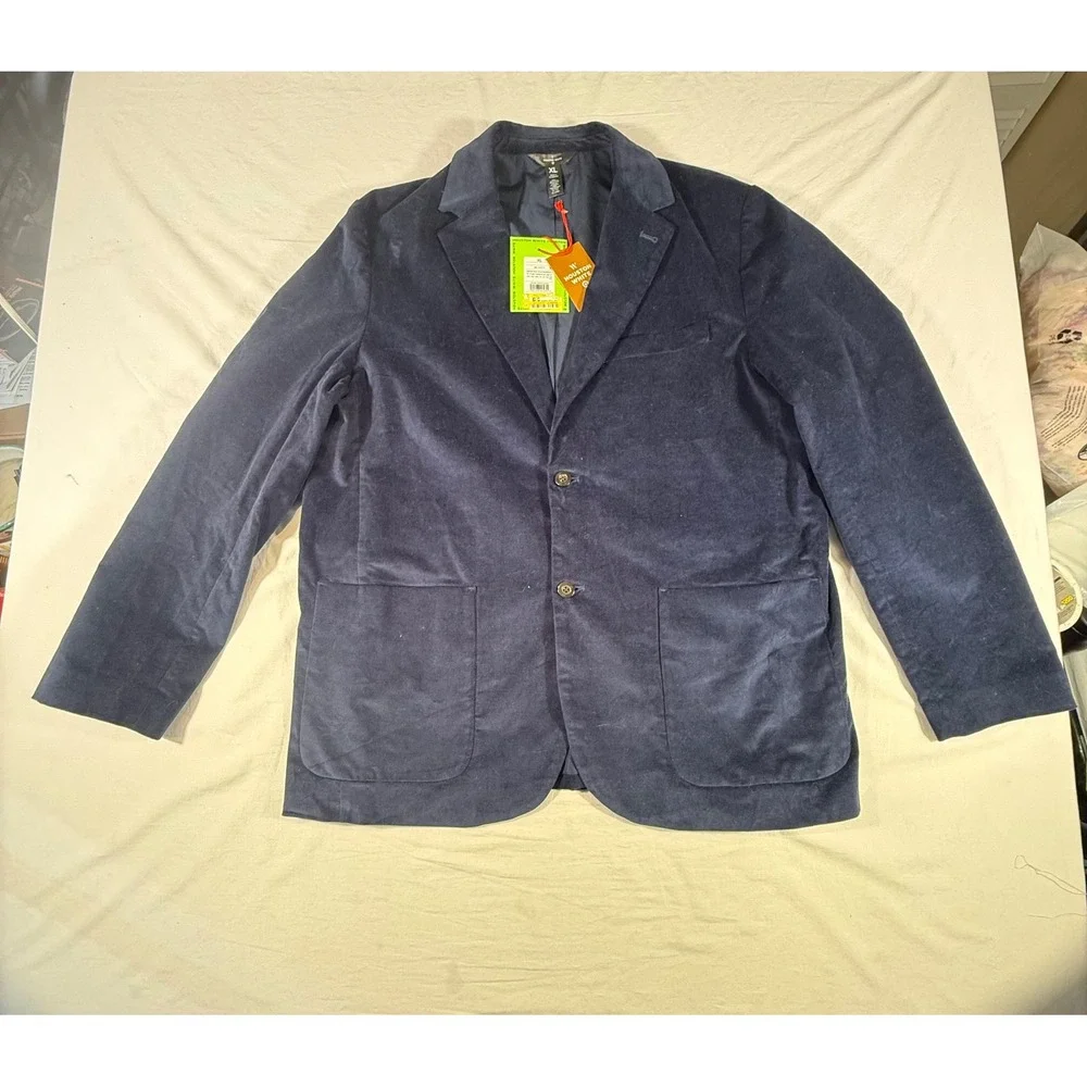Houston‎ White Blazer Mens XL Blue NEW Velvet Stretch Sport Coat